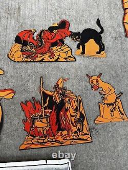 1926 Pan Candy Company Complete Set Halloween Decor Diecut VTG VERY RARE 20s