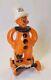 1940's Rare Vintage Rosbro Halloween Zook The Clown On Wheels Pull Toy Plastic