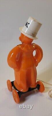 1940's RARE Vintage Rosbro Halloween Zook the Clown on Wheels Pull Toy Plastic