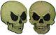 1960s Vintage Die Cut Halloween Skulls Rare Set Of 2 Glow In Dark Skeleton Heads