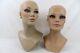 2 Vintage Fiberglass Mannequin Bust Head Wig Painted Eyes Halloween Rare Girl