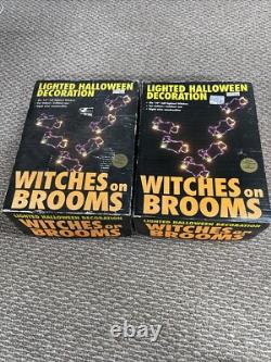 (2) Vintage Rare Mr Christmas Halloween Lights Six 14 Witches On Brooms