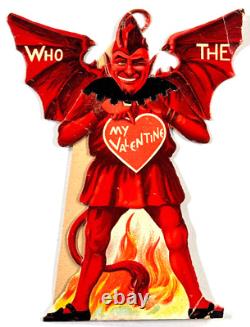 20s RARE Who the Devil Demon Halloween Valentine die cut standee card GERMANY