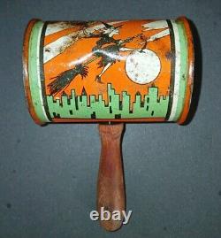 3 Antique Vintage Rare Tin Halloween Noise Maker Toys