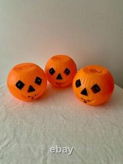 3 Rare Vintage Halloween Peerless Pumpkin Blow Mold Diamond Eyes