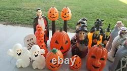 33 Rare Vtg Halloween Blowmold Jol Dracula Ghost Cat Skeleton Witch Featherston