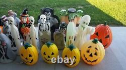 33 Rare Vtg Halloween Blowmold Jol Dracula Ghost Cat Skeleton Witch Featherston