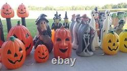 33 Rare Vtg Halloween Blowmold Jol Dracula Ghost Cat Skeleton Witch Featherston