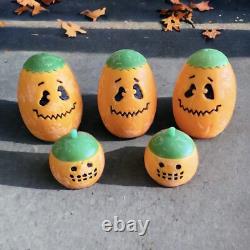 5 Large Vintage Pumpkin Candles RARE Indoor or Outdoor Retro Halloween Decor