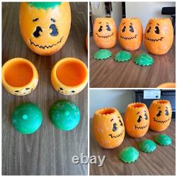 5 Large Vintage Pumpkin Candles RARE Indoor or Outdoor Retro Halloween Decor