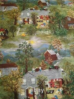 8 YDS GRANDMA MOSES HALLOWEEN FABRIC RIVERDALE NEW YORK RARE VINTAGE 60's