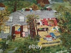 8 YDS GRANDMA MOSES HALLOWEEN FABRIC RIVERDALE NEW YORK RARE VINTAGE 60's