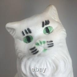 Aj Renzi Vintage Cat Halloween Blow Mold Bank 17 White WithGreen Eyes RARE HTF
