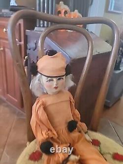 Antique Halloween Doll Cloth RARE 1920s Halloween Costume Painted Face 32