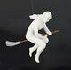 Antique Halloween German Bisque Nude Flying Witch On Broomstick Swinger Rare