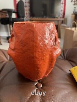 Antique Paper Mache Halloween Double Sided Faced Rare Jack-O-lantern Pumpkin #3