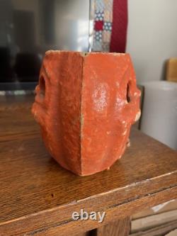 Antique Paper Mache Halloween Double Sided Faces Rare Jack-O-lantern Pumpkin #1