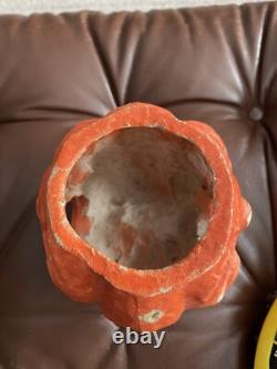 Antique Paper Mache Halloween Double Sided Faces Rare Jack-O-lantern Pumpkin #2