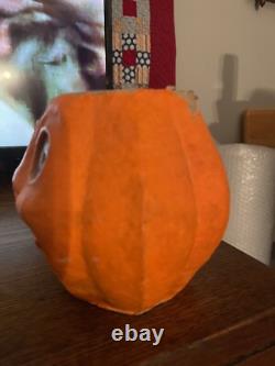 Antique Paper Mache Halloween Jack-O-lantern Pumpkin Rare As Is