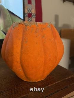 Antique Paper Mache Halloween Jack-O-lantern Pumpkin Rare As Is