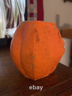 Antique Paper Mache Halloween Jack-O-lantern Pumpkin Rare As Is