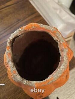 Antique Paper Mache Halloween Jack-O-lantern Pumpkin Rare As Is