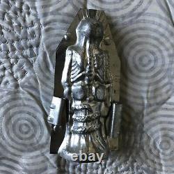 Antique Rare Halloween Skelton and Snake Metal Chocolate Mold
