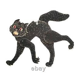 Antique Vintage Halloween Beistle Jointed Black Cat Die Cut Rare Two Sided USA