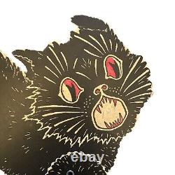 Antique Vintage Halloween Beistle Jointed Black Cat Die Cut Rare Two Sided USA