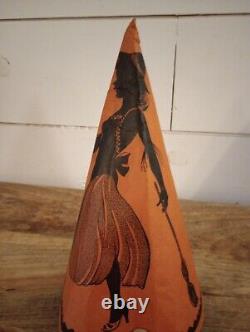 Antique Vtg Halloween Party Parade Hats Early 1900s Tissue Crepe Paper Witch Cat