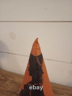 Antique Vtg Halloween Party Parade Hats Early 1900s Tissue Crepe Paper Witch Cat