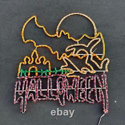 Bat Castle Moon RARE Vintage Halloween 3D Sculpture Rope Metal Light Decoration
