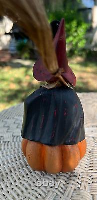 Bethany Lowe Design Halloween Girl Witch In Pumpkin Black Cat Retired Rare Vtg