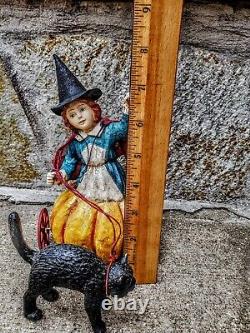Bethany Lowe? Halloween? Girl Witch In Jol Cart/blackcat Figurine? Retired? Rare