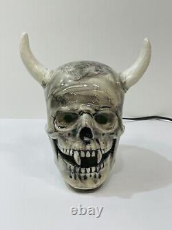 Ceramic Demon Horned Vampire Light Up Lamp Halloween Rare HTF Life Size Vintage