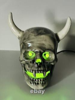 Ceramic Demon Horned Vampire Light Up Lamp Halloween Rare HTF Life Size Vintage
