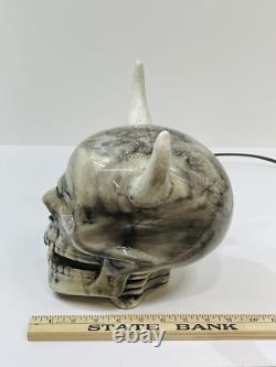 Ceramic Demon Horned Vampire Light Up Lamp Halloween Rare HTF Life Size Vintage