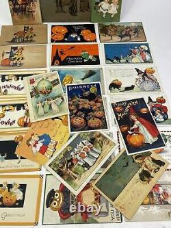 Collection of 26 Rare Vintage Original Halloween Postcards With Incredible Album