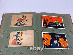 Collection of 26 Rare Vintage Original Halloween Postcards With Incredible Album