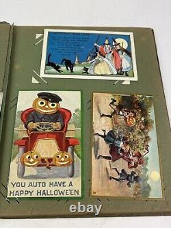 Collection of 26 Rare Vintage Original Halloween Postcards With Incredible Album