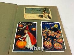 Collection of 26 Rare Vintage Original Halloween Postcards With Incredible Album