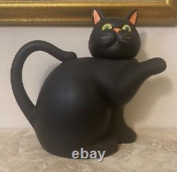 Department 56 Vintage Black Cat Tea Coffee Pot Halloween Decoration Rare 9 Tall