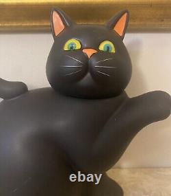 Department 56 Vintage Black Cat Tea Coffee Pot Halloween Decoration Rare 9 Tall