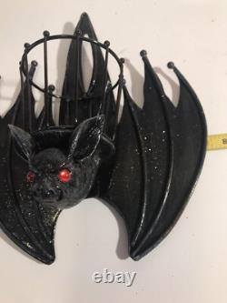 Dept 56 Halloween Bats Set of 2 Wall Mount Sconces With Votives 8L VINTAGE! RARE