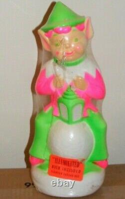 EMPIRE 14 ELF/GNOME BLOW MOLD/NOS/SEALED IN PLASTIC RARE HOT PINK Vintage