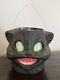 Extremely Rare Condition Antique Vintage Black Cat Pulp Halloween Lantern 1940's