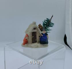 Elf Hides from Witch Halloween Antique German Bisque Snow Baby Hertwig 8398 Rare