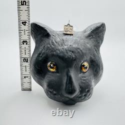 Eric Cortina Black Cat Face Glass Halloween Ornament Retro Vintage SIGNED RARE