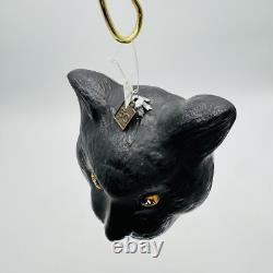 Eric Cortina Black Cat Face Glass Halloween Ornament Retro Vintage SIGNED RARE