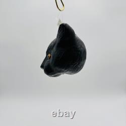 Eric Cortina Black Cat Face Glass Halloween Ornament Retro Vintage SIGNED RARE